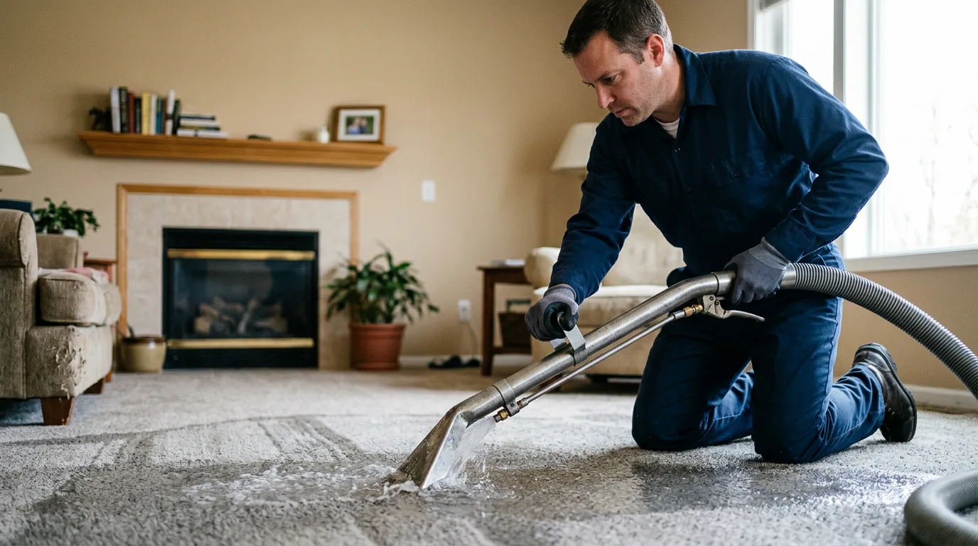 Water damage restoration technician working near Oxford, MI